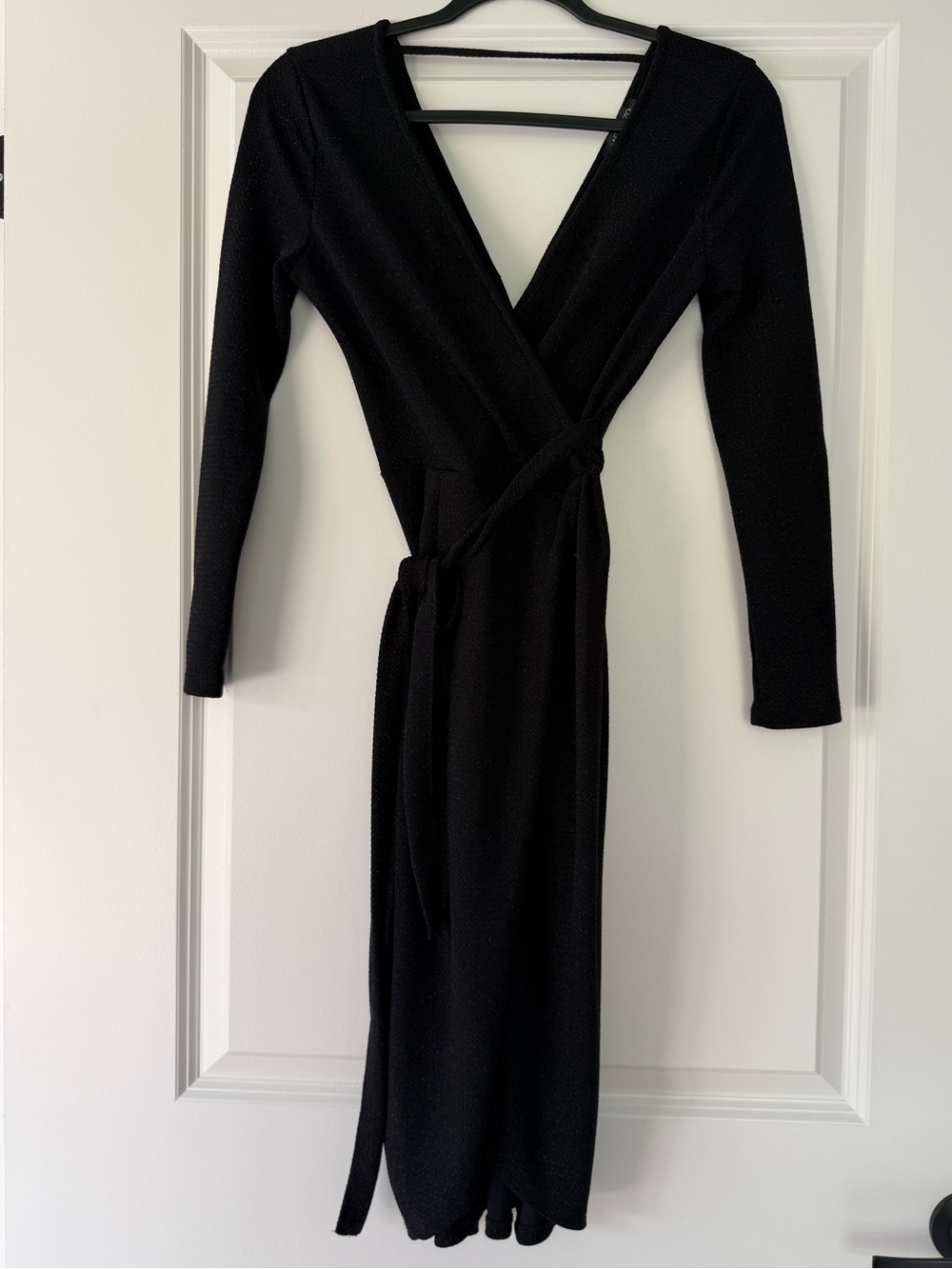 Rachel Zoe Black Long Sleeve Wrap Dress with Tie